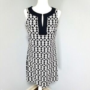 NEW YORK & COMPANY Women's Dress Sleeveless Size M Black & White V-Neck Tunic